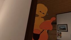 bulge femboy gay hand_reach inviting inviting_to_sex orange_skin panties ready_for_sex ready_to_fuck scp-999 submissive thick_thighs vr vrchat vrchat_avatar