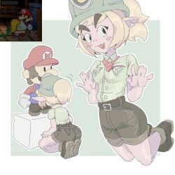big_ass big_breasts big_butt big_thighs big_titties clothing curvaceous curvaceous_female curvaceous_figure curvy curvy_figure curvy_hips female female_focus goombella mario paper_mario pink_skin reference_image short_hair super_mario_bros. tumorterrors yellow_hair