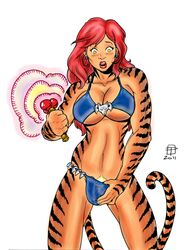 balls_in_panties blushing female implied_futanari kimbawest marvel penis_growth penis_peek shocked solo_female tigra transformation