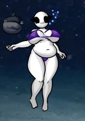 1girls alternate_version_available bald bald_female belly belly_button bikini bikini_bottom bikini_top black_eyes breasts bubble bubbles chetoh chubby chubby_female claire_(chetoh) egg female female_focus female_only fish holding_breath oc original original_character purple_bottomwear purple_topwear swimming underwater white_body