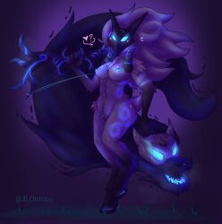 absurd_res ambiguous_gender anthro areola arm_tuft barely_visible_vulva biped blue_areola blue_eyes blue_markings blue_nipples blush bovid bow_(weapon) breasts canid canine canis caprine chest_tuft cloven_hooves colored digital_drawing_(artwork) digital_media_(artwork) dipstick_ears duo ear_markings elbow_tuft empty_eyes female female_anthro floppy_ears full-length_portrait fur fur_markings genitals glowing glowing_eyes glowing_mouth glowing_nipples hair heart_symbol hi_res hip_tuft holding_bow_(weapon) holding_object holding_ranged_weapon holding_weapon hooves jd_churro kindred lamb_(league_of_legends) league_of_legends lop_ears mammal markings mask mask_only multicolored_ears nipples nude nude_anthro nude_female portrait pussy ranged_weapon riot_games scut_tail shaded sheep short_tail shoulder_tuft spirit standing tail tencent tuft unguligrade weapon wearing_mask white_body white_fur white_hair wolf wolf_(league_of_legends)