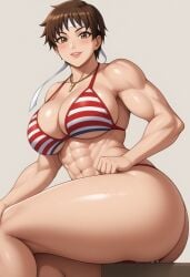 abs ai_generated asian asian_female big_breasts bikini brown_hair capcom cleavage curvy curvy_body curvy_female female female_only headband japanese japanese_female muscular muscular_female necklace sakura_kasugano seductive seductive_look seductive_smile solo street_fighter street_fighter_6 street_fighter_alpha street_fighter_iv street_fighter_v video_game video_game_character video_game_franchise video_games voluptuous voluptuous_female