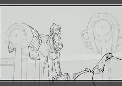 arknights breeding_mount broom cleaning condom condom_belt futanari kemonomimi mirin_chikuwa sketch