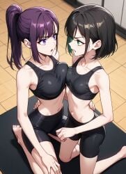 2girls ai_generated catfight fight friends han_song-yi slim_girl slim_waist solo_leveling staredown sung_jin-ah tagme teenage_girl teenager yuri