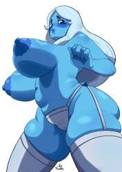1girls areolae big_breasts blue_areola blue_body blue_diamond_(steven_universe) blue_eyes blue_nipples blue_skin blush bottomwear breasts breasts_out cameltoe exposed_breasts female female_only garter_straps hair huge_breasts junfreaky legwear lips long_hair looking_down mature mature_female mature_woman nipples panties parted_lips solo solo_female steven_universe thick_thighs thighhighs thighs topless white_hair white_panties white_thighhighs