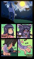 absurd_res anthro breasts clothed clothing cum female genitals hi_res human_to_anthro hyuuga_hinata naruto purple_body species_transformation thegreyzen thehornyzen transformation