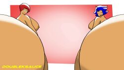2d 2d_animation animated animation asian asian_female ass ass_bigger_than_head ass_clap ass_clapping ass_focus ass_shake blue_hair breasts breasts_out butt butt_clap butt_clapping butt_focus cellulite clapping_ass clapping_butt clapping_buttocks clapping_cheeks doubleksauce duo duo_female duo_focus emi_(doubleksauce) gigantic_ass gigantic_butt huge_ass huge_butt hyper_ass hyper_butt looking_at_viewer massive_ass massive_butt meat_wall_(body_type) nikki_(cgthiccart) nipples nude nude_female plap plap_(sound) red_hair shaking_ass shaking_butt sound sound_effects tagme two_girls video