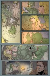 1girls 2boys bet blowjob cards cheese-ter comic fantasy fellatio female forest goblin goblin_male green-skinned_male green_skin human humanoid husband husband_and_wife light-skinned_female light-skinned_male light_skin lost_bet male male_orc/female_elf oral orc orc_male spitroast swingers threesome vagina vaginal_penetration voyeur wife