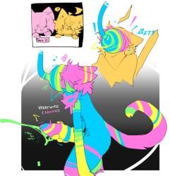 anthro big_penis bodily_fluids colored_cum cum deltarune duo ejaculation erection foreskin genital_fluids genitals green_cum huge_cock male masturbation onomatopoeia penile penile_masturbation penis shiyaa_stuff sound_effects text transformation uncircumcised undertale_(series) unretracted_foreskin unusual_bodily_fluids unusual_cum unusual_genital_fluids werewire