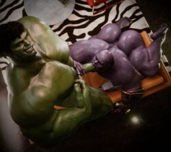 dace_renders gay gay_blowjob gay_sex green_skinned_male hero_on_villain hulk hulk_(series) justice_wins male male/male male_focus male_only masculine masculine_bottom masculine_male masculine_man muscles muscular muscular_male naked nude oral purple_skinned_male thanos yaoi