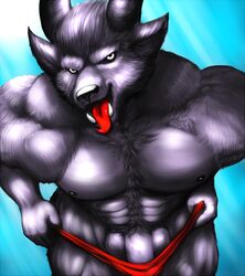 christmas dynafurryart fur holidays horn krampus male_only muscular tongue