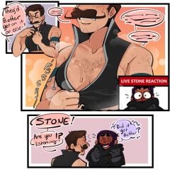 2boys agent_stone bara bileshroom blush breasts cleavage cleavage_cutout comic comic_page comic_panel cuntboy_with_breasts dr._eggman hairy ivo_robotnik male_with_breasts man_boobs nsfwshroom part_2 robotnik sonic_(series) sonic_the_hedgehog_(film) sonic_the_hedgehog_(series) sweat sweatdrop sweating
