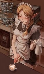 1futa balls blush breasts coffee coffee_mug cum cum_in_container cum_in_food cumshot ejaculation elf elf_ears english_text erect_penis erection futa_only futanari iced_latte_with_dick_milk intersex light-skinned_futa light_skin liliacineris maid maid_headdress maid_uniform masturbation penis solo testicles text uniform