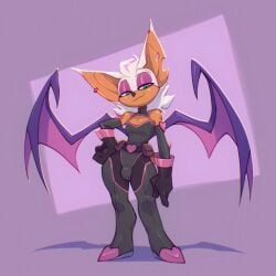 1boy anthro bat_wings bigdad bulge ear_piercing femboy genderswap_(ftm) half-closed_eyes hand_on_hip hourglass_figure looking_at_viewer rouge_the_bat rule_63 seductive_look seductive_smile sega smirk sonic_(series) sonic_the_hedgehog_(series) spandex thick_thighs tight_clothing white_hair wide_hips