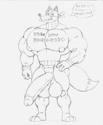 anthro balls big_balls big_muscles big_pecs big_penis bottomless canid canine christmas christmas_clothing christmas_sweater christmas_topwear clothed clothing dora_the_explorer fluffy fluffy_tail fox genitals half-erect half_naked hand_on_hip hi_res holidays huge_balls huge_cock huge_muscles huge_pecs luvtoons male mammal muscular nipples pecs penis profanity solo sweater swiper_(dora_the_explorer) tail topwear