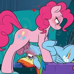 1futa 1girls ai_generated ass balls big_ass blue_body blue_eyes cutie_mark earth_pony eyelashes eyes_rolled_back fellatio female female_on_female feral friendship_is_magic futa_on_female futadom futanari looking_at_partner multicolored_hair my_little_pony my_little_pony_friendship_is_magic on_back on_bed open_mouth pegasus penis_in_mouth pink_body pink_fur pink_hair pinkie_pie_(mlp) ponut rainbow_dash_(mlp) rainbow_hair side_view sitting_on_face standing tears upside-down upside_down_fellatio wings