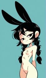 belly belly_button black_hair bunny bunny_ears bunny_girl flat_ass flat_belly flat_chest flat_chested goth goth_girl gothic gothic_girl la_madriguera long_hair naked naked_female nipples noa_(la_madriguera) nude nude_anthro nude_female pussy rabbit rabbit_ears rabbit_girl skinny skinny_anthro skinny_female skinny_girl skinny_legs skinny_waist twin_braids zarelk