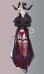 absurd_res anthro blush boots bovid bulge burping_up_clothing caprine clothed clothing crossdressing detailed_bulge footwear fur garter_straps gloves goat handwear hi_res high_heeled_boots high_heels horn legwear lifewonders live_a_hero male mammal panties presenting rotton shoes solo tail thigh_highs underwear vlaham white_body white_fur