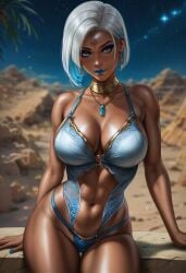 1girls ai_generated blue_eyes blue_lipstick civitai curvy curvy_ass curvy_body curvy_female curvy_figure curvy_hips curvy_thighs dandon_fuga_style desert egyptian egyptian_clothes egyptian_female egyptian_mythology female female_focus female_only kirillai lipstick makeup neema_(dandon_fuga) original original_character original_characters solo solo_female solo_focus tagme thick thick_ass thick_hips thick_legs thick_thighs toned toned_body toned_female video white_hair