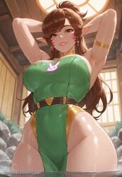 ai_generated alternate_version_at_source brown_hair d.va d.va_(overwatch_2_suit) elf elf_ears female hypet medium_breasts onsen overwatch overwatch_2 shiny shiny_skin tagme thick thick_ass thick_legs thick_thighs thighs video_game_character video_games wet wet_body young