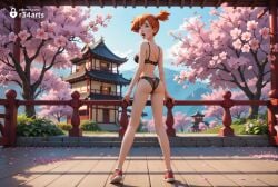 1girls ai_generated anime_girl anime_style architecture artist_name ass back bare_arms bare_legs black_bra black_panties blue_eyes bra breasts cherry_blossoms day east_asian_architecture female from_behind full_body green_eyes hair_tie hi_res kasumi_(pokemon) kneepits legs lingerie looking_at_viewer looking_back medium_breasts open_mouth orange_hair outdoors panties petals pokemon pokemon_(anime) pokemon_(classic_anime) pokemon_(game) pokemon_\\(creature\\) r34arts railing red_footwear shoes short_hair side_ponytail sky smile sneakers solo standing teeth tree underwear underwear_only upper_teeth_only watermark