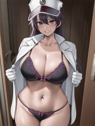 1girls ai_generated bambietta_basterbine big_breasts bleach bleach:_the_thousand-year_blood_war bra breasts busty cleavage curvy exposed female female_only flashing grin lingerie looking_at_viewer midriff open_clothes open_coat open_jacket panties skimpy smile solo thick_thighs underwear voluptuous