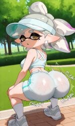 ai_generated ass ass ass_bigger_than_head ass_focus ass_shake big_ass big_butt butt_bigger_than_head butt_focus butt_shake female female_focus female_only huge_ass huge_butt inkling inkling_girl marie_(splatoon) nintendo shaking_ass shaking_butt splatoon splatoon_(series) sports_bra sports_shorts tentacle_hair twerk twerking white_hair