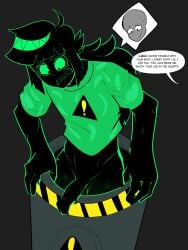 body_swap green_skin penis phi_(phisnom) phisnom sharp_teeth solo_male speech_bubble verteeg