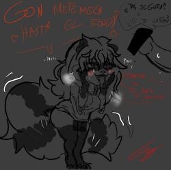 ahe_gao anthro balls big_breasts biped blush bodily_fluids breasts clothed clothing cum digital_drawing_(artwork) digital_media_(artwork) duo english_text erection female fur genital_fluids genitals ghost_the_human ghostart hair hi_res human humanoid icechakal imminent_sex looking_at_genitalia looking_at_penis looking_at_viewer looking_pleasured male male/female mammal markings mole_(marking) mole_under_eye morgana(theracoon) morgana_the_raccoon nipples not_furry nude penile penis pussy romantic romantic_couple short_stack simple_background smile tail text thick_thighs vaginal_penetration wide_hips