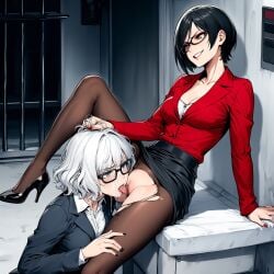 ada_wong ai_generated cunnilingus glasses grace_ashcroft hair_grab licking_pussy oral pantyhose pussy_juice pussy_juice_drip pussy_juice_on_face resident_evil resident_evil_9:_requiem tagme yuri