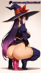 1girls 2025 ai_generated artist_name ass blush breasts breasts breasts bust chest dildo dildo_riding electroworld female gradient gradient_background hat hi_res high_quality high_resolution highres idola_avorn long_hair looking_back motion_lines no_panties object_insertion patreon patreon_username pussy_juice red_eyes sentai_red_ga_isekai_de_boukensha_ni_naru sex_toy solo squatting stable_diffusion thighhighs trembling twitching watermark witch_hat yihdra_arvoln