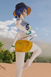 1girls 3d 3d_(artwork) 3d_background 3d_model 3d_render 8k beach belle_(zenless_zone_zero) clothed feet feet_focus feet_up foot_fetish foot_focus hi_res highres kazworksnsfw panty_pull zenless_zone_zero