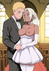 1boy 1girls ai_generated arm_gloves bare_shoulders before_sex big_ass big_breasts blue_eyes boruto:_naruto_next_generations breasts_out bride brown_skin busty cheating cheating_husband cheating_on_wedding_day choker church cleavage curvaceous curvy curvy_female curvy_figure dark-skinned_female dark_skin duo_focus female garter_belt garter_straps gloves groom highres holding_hands imminent_sex indoors interracial light-skinned_female light-skinned_male light_skin lingerie lipstick looking_at_another mabui makeup mature mature_female narugirlshot naruto naruto:_the_last naruto_(series) naruto_shippuden no_bra pink_lips revealing_clothes short_hair single_hair_bun skimpy skimpy_clothes smile stockings suit suit_and_tie teal_eyes thighs tied_hair uncensored uzumaki_naruto wedding wedding_dress wedding_lingerie wedding_veil whisker_markings white_dress white_hair white_lingerie yellow_hair