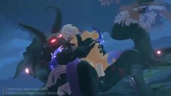 3d animated audible_creampie belly_bulge big_breasts big_penis black_body black_penis choking cum_drip cum_in_pussy deep_penetration equine_penis fucked_into_submission fucked_senseless fucked_silly genshin_impact hilichurls_(species) interspecies jibrishnsfw light-skinned_female mitachurl monster monster_cock size_difference skirk_(genshin_impact) sound tagme tribal_markings video