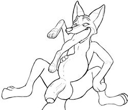 big_penis black_and_white canid canine disney duo fox hi_res humanoid_penis hyper kahei_yattsu mammal nick_wilde nude open_mouth oral_vore penis simple_background size_difference vore zootopia