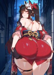 1girls ai_generated alley alleyway alternate_breast_size ass ass_focus ass_grab back_view bare_legs bare_thighs big_ass big_breasts big_butt big_hips big_thighs black_hair blush boobaai breasts curvaceous curvaceous_female curvaceous_figure curvy curvy_figure dark deep_skin female female_focus female_only graffiti graffiti_on_wall groping hair hair_between_eyes hair_ornament hands_behind_back hands_on_ass honkai:_star_rail horny horny_female hoyoverse huge_ass huge_breasts huge_butt huge_thighs japanese_clothes large_ass large_breasts light-skinned_female lips long_hair mihoyo night night_sky outdoors parted_lips pulled_by_self red_eyes sexy solo solo_focus sparkle_(honkai:_star_rail) sweat twitter_link voluptuous voluptuous_female wide_hips