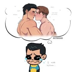 2boys bara dominant dominant_male domination gay gay_domination gay_male gay_sex invincible invincible_(tv_series) male maledom malesub mark_grayson no_nude offscreen_sex submissive submissive_male thought_bubble wetwasabi william_clockwell
