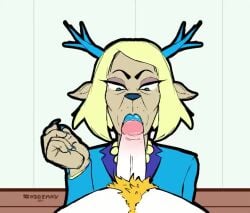 1boy 1boy1girl 1girls animated anthro asgore_dreemurr blonde_hair blonde_pubes blowjob blowjob_face blue_clothing blue_eyes blue_horn blue_lips blue_lipstick blue_nail_polish blue_nails blue_nose blue_suit carol_holiday clothing colored_nails deep_blowjob deltarune dick_sucking_lips dsl fellatio furry genitals gilf hair horn jewelry lips lipstick makeup mature_female nails necklace oral oral_sex pearl_necklace penile penis pubes sound spicemanart suit suit_jacket tagme thick_lips undertale undertale_(series) video white_body white_fur white_penis wrinkles