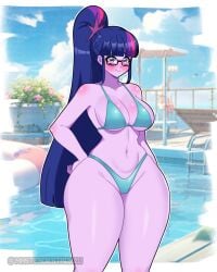 big_breasts big_thighs big_titties bikini breasts curvaceous curvaceous_female curvaceous_figure curvy curvy_figure curvy_hips equestria_girls female female_focus female_only glasses long_hair looking_at_viewer masterdestroyzj my_little_pony princess_twilight_sparkle_(mlp) purple_body purple_hair twilight_sparkle_(eg) twilight_sparkle_(mlp)