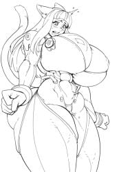 2025 animal_ears animal_humanoid big_breasts black_and_white blush bodily_fluids bodysuit breasts cat_humanoid clothed clothed_female clothed_humanoid clothing felid felid_humanoid feline feline_humanoid female genital_fluids hair hi_res huge_breasts humanoid long_hair looking_down mammal mammal_humanoid monochrome neon_genesis_evangelion nipple_outline plugsuit pussy_juice_through_clothing skinsuit solo sweat tail thevarking thick_thighs tight_clothing vaginal_fluids wet wet_clothing wide_hips