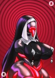 1girls ass big_ass big_breasts big_lips bimbo bimbo_lips breasts drone dronesuit female female_focus female_only fully_clothed huge_ass huge_lips hyper hyper_lips latex latex_bodysuit latex_mask latex_suit nun nun_outfit rabinov revealing_clothes solo thick_lips thick_thighs tongue tongue_out