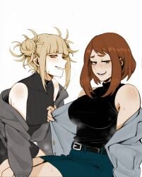 2girls asian asian_female big_breasts big_thighs blonde_female blonde_hair blonde_hair_female blush blush_lines blushed_face blushing_female blushing_profusely boku_no_hero_academia brown_eyes brown_hair color_edit colored cooling_off cute cute_expression cute_face cute_fang cute_fangs cute_girl dark_hair edit edited edited_art fangs halterneck heat heat_(temperature) himiko_toga horny horny_expression horny_face horny_female japanese japanese_female masoq095 miniskirt multiple_girls my_hero_academia my_hero_academia_(finale) ochako_uraraka oerba_yun_fang open_jacket opening_jacket presenting seductive seductive_body seductive_eyes seductive_female seductive_gaze seductive_look seductive_mouth seductive_pose seductive_smile sexy_pose short_skirt sweat sweating sweaty sweaty_body teenage_girl teenager thick_hips thick_legs thick_thighs thighs toga_himiko turned_on turtleneck turtleneck_sweater uraraka_ochako uravity