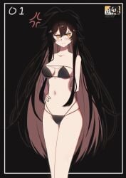 bikini black_bikini black_hair español flat_chest lin_kaimane sexy vtuber vtuberfanart