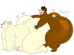 2020 anthro ass big_butt brown_body brown_fur cinna_(megacoolbear) duo eyewear fur glasses leib_(tokyo_afterschool_summoners) male male/male mammal megacoolbear_(artist) obese overweight penis polar_bear sex simple_background smoking text tokyo_afterschool_summoners tongue tongue_out ursid ursine video_games white_background white_body white_fur