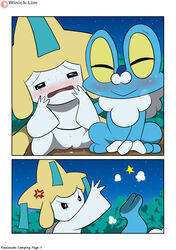 anthro blush bodily_fluids comic female froakie genital_fluids jirachi legendary_pokemon nintendo page_7 pokemon pokemon_(species) pussy pussy_juice video_games winick-lim