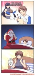 age_progression ara_ara breast_expansion christmas clothing comic english_text gender_transformation hair_growth hinghoi meme milf mtf_transformation on_bed santa_claus transformation wish