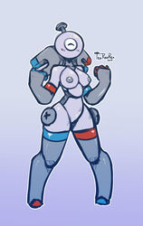 1girls anthrofied areola breasts female magnemite pokémon_(species) pokemon pokemon_rgby robot robot_girl tearedrex