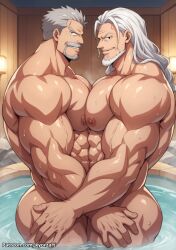 2boys abs ai_generated balls ballsack bara beach beefy dilf erect_penis eyeglasses facial_hair facial_scar foreskin foreskin_folds garp gay goatee human intact kyorzart long_hair_male male_nipples male_only male_pubic_hair manly masculine mature mature_male monkey_d_garp muscular_male nude_male old_man older_male one_piece pecs penis pubes retracted_foreskin scars scrotum seaside silvers_rayleigh smooth_skinned_male spread_legs tagme testicles uncut veiny_penis white_hair