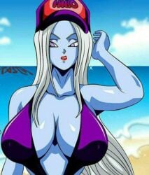 angel angel_(dragon_ball) arms_up big_boobs big_breasts bikini dicasty dragon_ball dragon_ball_super mikoshin vados white_hair