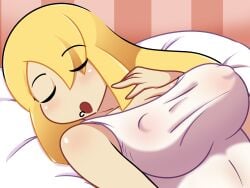 big_breasts blonde_hair gwain_(gwain_saga) gwain_saga insane_okamy see-through see-through_clothing sleeping tagme visible_nipples